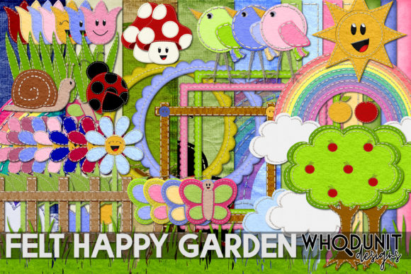 Download Felt Happy Garden - Graphics Kit - Felt Collection